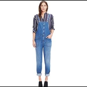Madewell zip front denim dungaree overalls size M